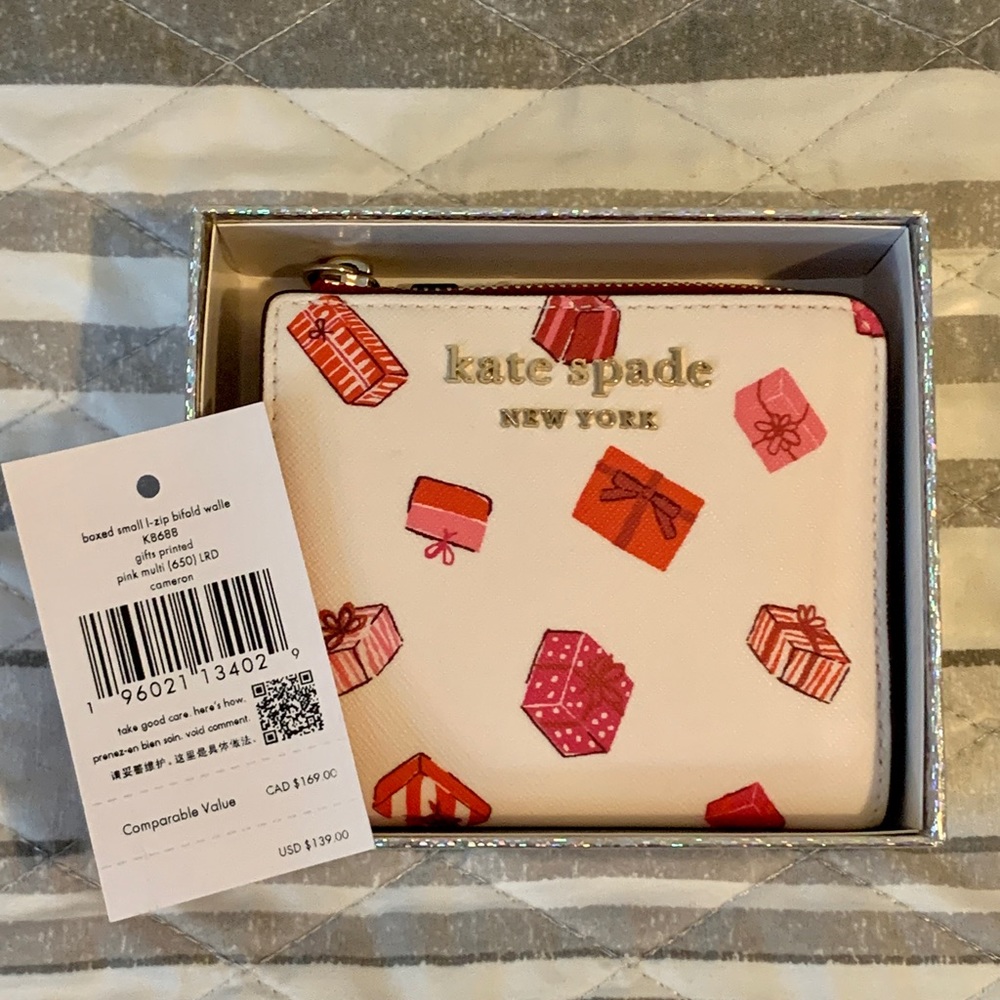 SOLD❗️Kate Spade Pink Multi L-Zip Bifold Wallet - Picture 11 of 11